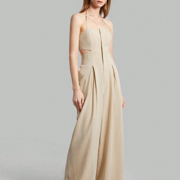 Khaki Sexy Women's Backless Strap Halter Jumpsuit - Picture 5 of 8